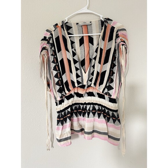 Devotion Twins Boho Chic Hippie Striped Sleeveless Blouse Top Size S Geometric - Picture 3 of 11